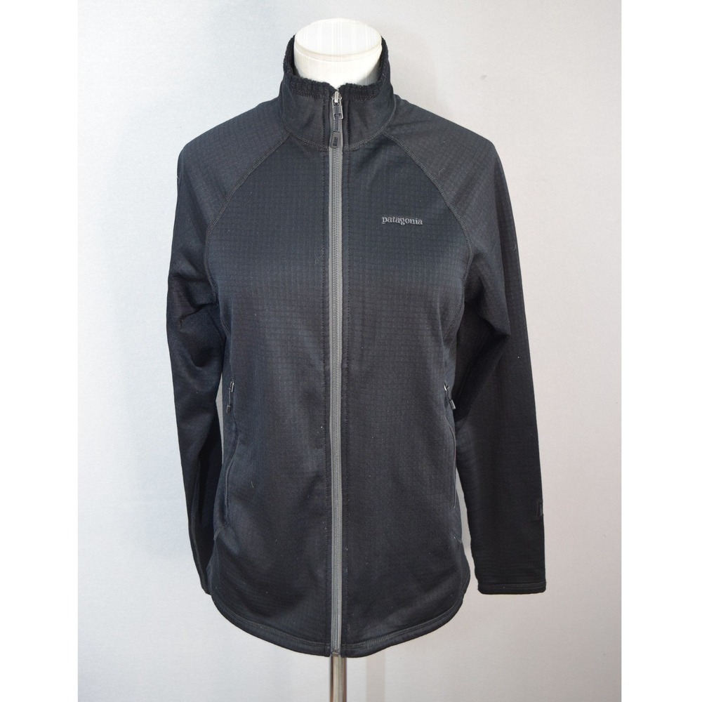 Patagonia R1 Full Zip Jacket Medium Black Fleece Polartec Grid Womens Hiking